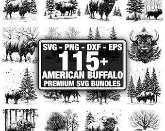Más de 115 diseños de búfalos americanos, descarga instantánea en formato PNG, DXF, EPS y SVG