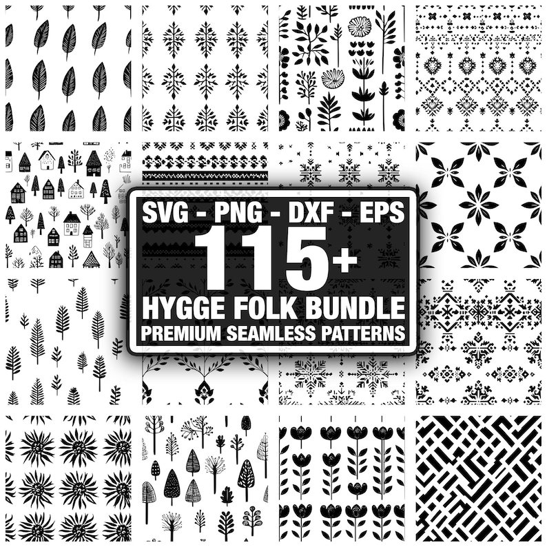 Rustic Pattern Effect Svg Hygge Folk Patterns, Seamless Texture Bundle. Instant Download Png, Dxf ...