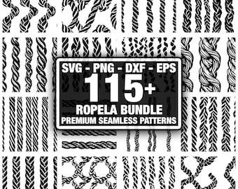 Ropela Rope patterns, Seamless design bundle. Instant download png, dxf, eps, svg