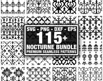 Nocturne gothic patterns, Seamless texture bundle. Instant download png, dxf, eps, svg