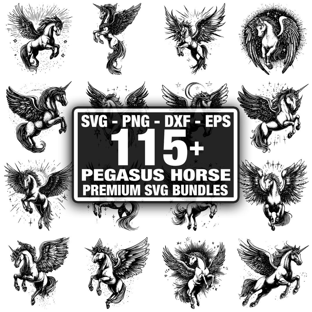 110+ Pegasus Horse Bundle, Mythical Winged Horse, Instant Download Png ...