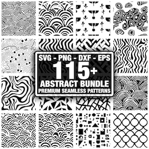 Paquete SVG de patrones de formas abstractas / Papel digital geométrico sin costuras para proyectos de tela, manualidades, impresión y diseño