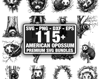 115+ American Opossum Bundle, Opossum Designs, Instant Download png, dxf, eps, svg