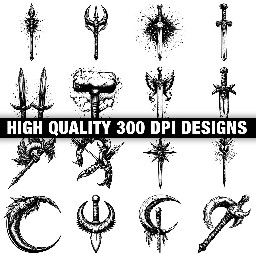 115+ Mythical Weapon SVG Bundle,instant Digital Download Png, Dxf, Eps ...