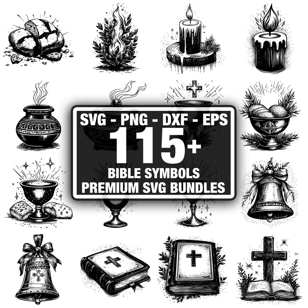110+ Bible Symbols Bundle, Christian Faith Icons, Instant Download Png ...
