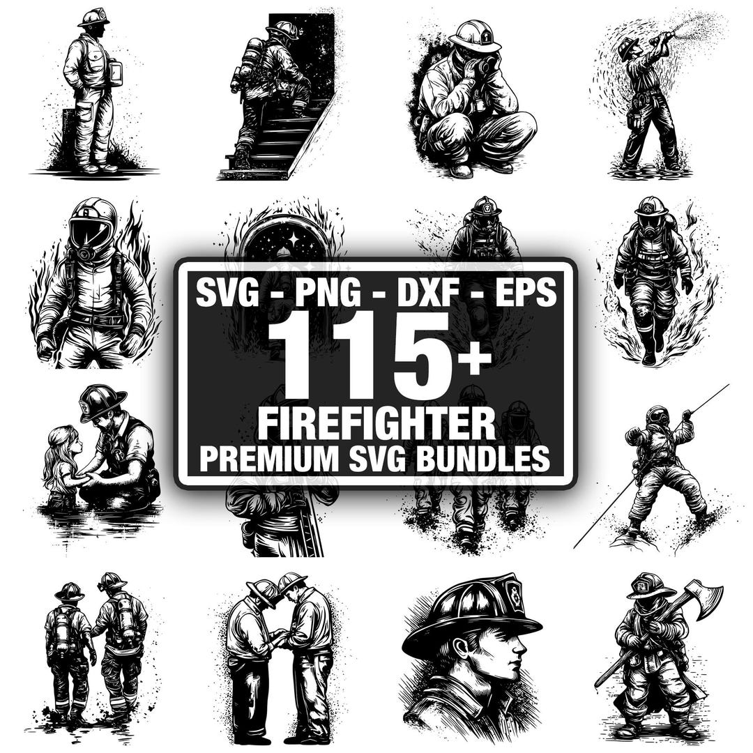 115+ Firefighter Bundle, Emergency Worker Designs, Instant Download Png ...