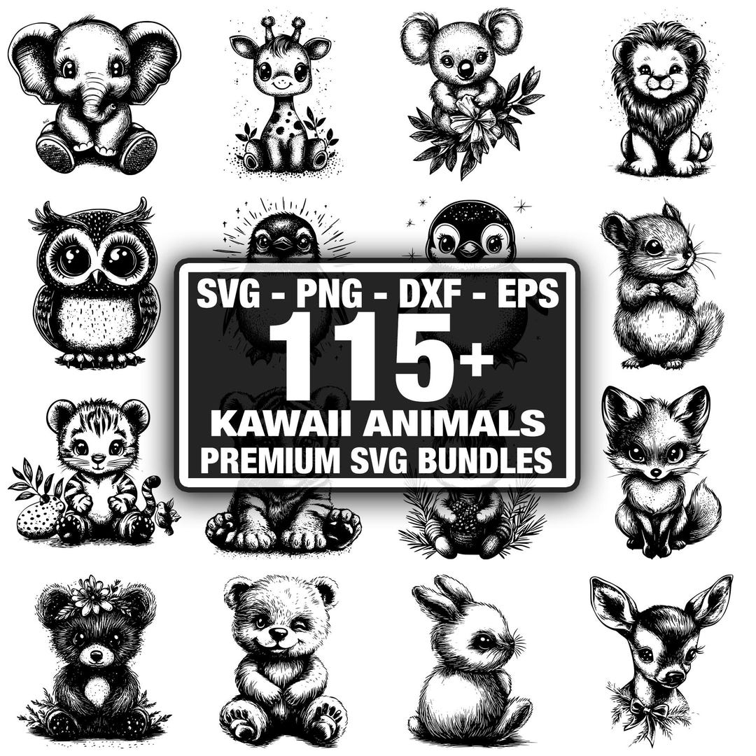 115+ Kawaii Animals SVG Bundle,instant Digital Download Png, Dxf, Eps ...