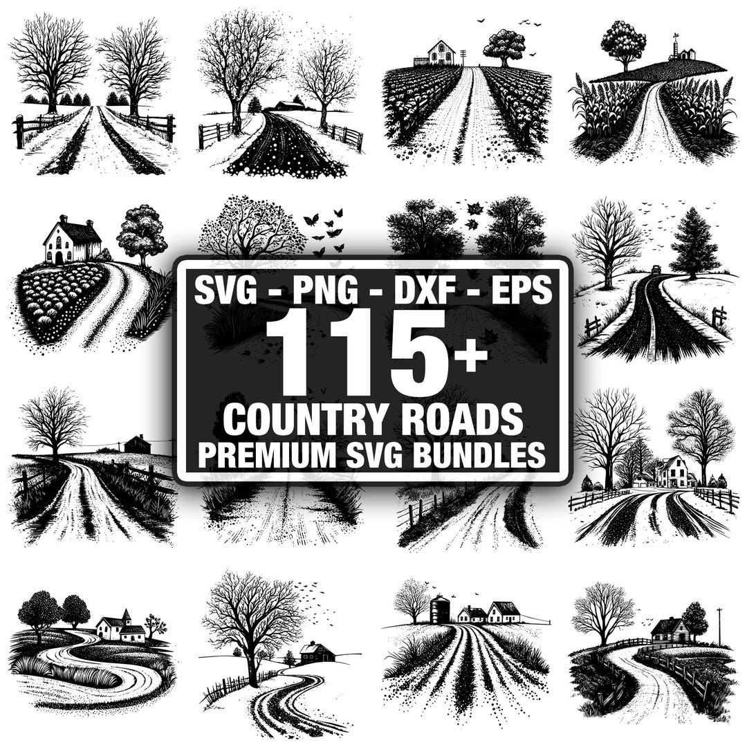 115+ Country Roads Bundle, Rural Landscape Designs, Instant Download ...