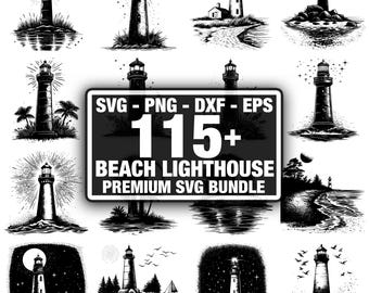 115+ Beach Lighthouse Bundle, Unique Designs Bundle, Instant Download png, dxf, eps, svg