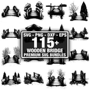 110+ träbropaket, rustika träbroscener, direktnedladdning png, dxf, eps, svg