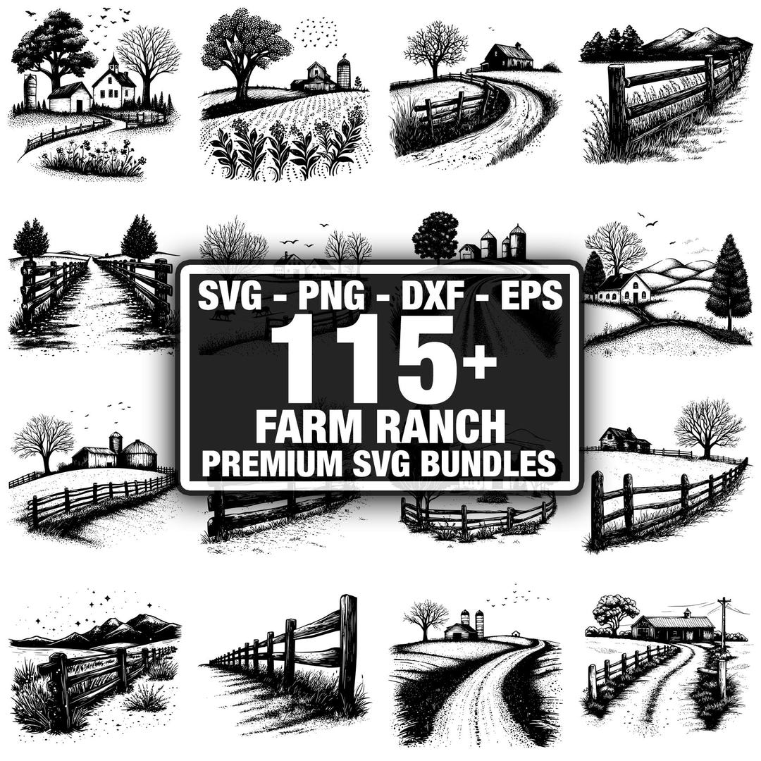 115+ Farm Ranch Bundle, Country Landscape Designs, Instant Download Png ...