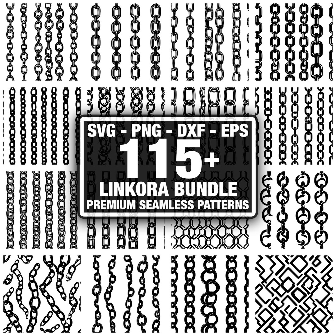 Linkora Chain Patterns, Seamless Design Bundle. Instant Download Png ...