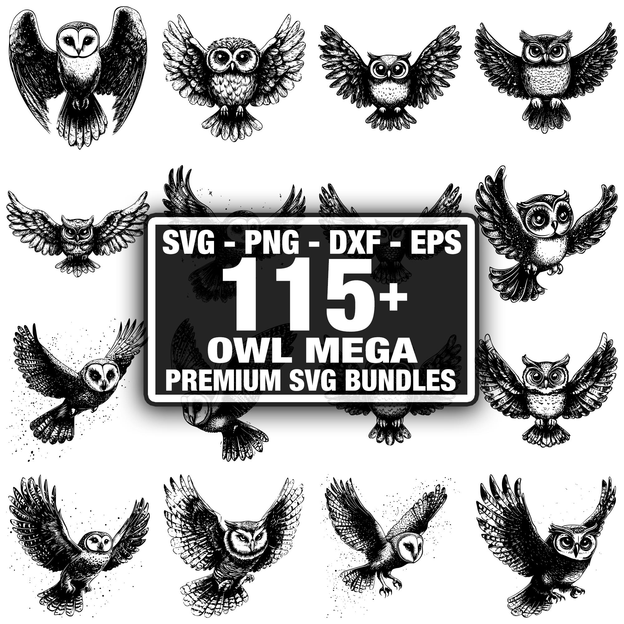 110+ Owl Bundle, Forest Owl Portraits, Instant Download png, dxf, eps, svg