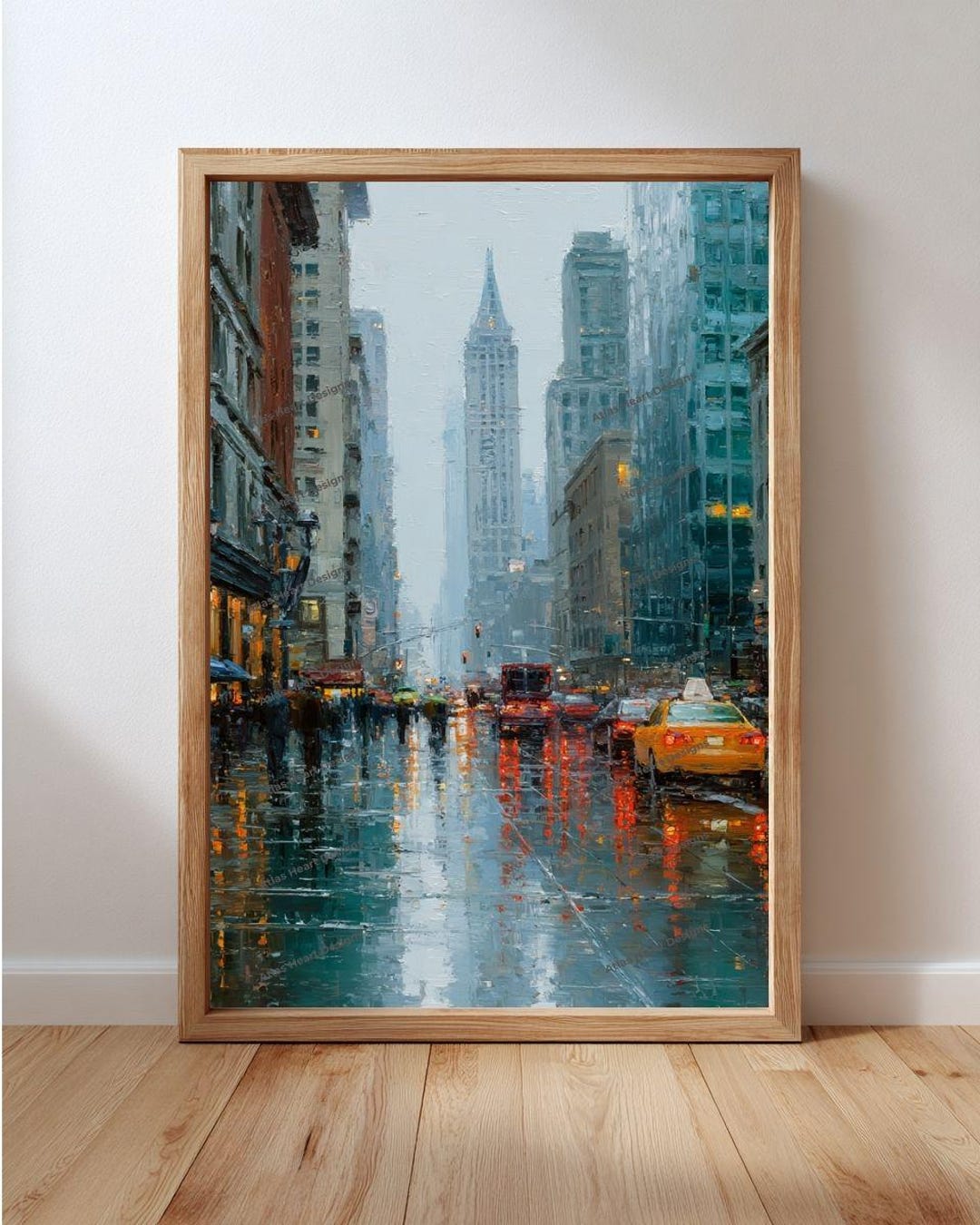 Rainy New York City Streets Wall Art Printable, NYC Rain Urban Scene ...
