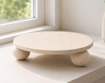 Round Display Riser, 3D Printed Pedestal Stand, Modern Decorative Tray, Minimalist Tabletop Display, Candle and Plant Stand