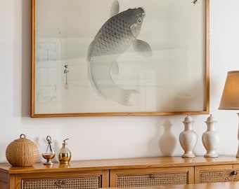 Koi Fish Wall Art, Japanese Fish Print, Minimalist Nature Artwork, Japandi Decor, Zen Wall Art