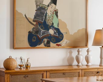 Samurai Wall Art, Japanese Warrior Print, Traditional Japanese Artwork, Vintage Samurai Decor, Asian History Wall Art