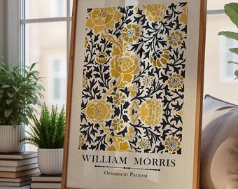 William Morris Ornament Pattern Poster, Vintage Floral Wall Art, Cottagecore Decor, Botanical Wall Decor, Living Room Wall Art