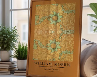 William Morris Wall Art Rosette Pattern Poster, Vintage Botanical Wall Art, Cottagecore Decor, Neutral Floral Poster, Art Nouveau Decor