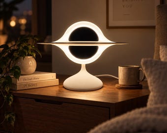 Black Hole LED Lamp, Saturn Inspired Table Light, Space Night Lamp, Modern 3D Printed Desk Decor, Astronomy Gift