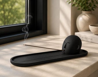 Inyo Face Incense Holder, 3D Printed Incense Burner, Minimalist Zen Decor, Meditation Tray, Modern Shelf Accent, Japanese Decor