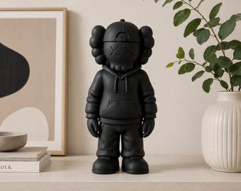 Streetwear Figure Statue, 3D Printed Hoodie Character Sculpture, Modern Urban Shelf Decor, Minimalist Collector Display