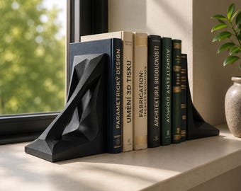 Geometric Bookends, 3D Printed Modern Book Holder Set, Abstract Architectural Shelf Decor, Minimalist Office Accent, Book Lover Gift