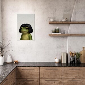 Funny Frog Girl Poster, Vintage Oil Painting Style Frog Art Print, Whimsical Frog Wall Art, Quirky Animal Decor Gift image 13