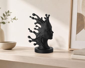 Abstract Flowing Face Sculpture, 3D Printed Surreal Human Statue, Modern Liquid Art Decor, Minimalist Shelf Accent, Unique Home Gift