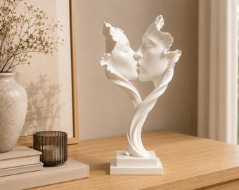 Kissing Faces Sculpture, 3D Printed Abstract Love Statue, Romantic Modern Home Decor, Anniversary or Wedding Gift for Couple
