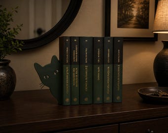 Cat Bookend, 3D Printed Peeking Cat Book Holder, Cute Feline Shelf Decor, Minimalist Bookshelf Accent, Cat Lover Gift