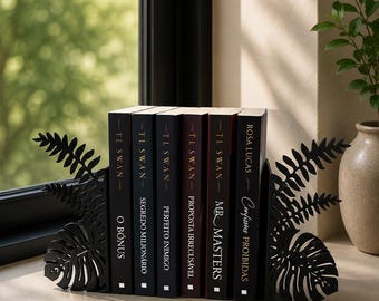 Botanical Bookends, 3D Printed Leaf Book Holder Set, Monstera Fern Shelf Decor, Modern Plant Lover Gift, Bookshelf Accent