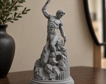 Sculptor Statue, 3D Printed Muscular Man Sculpture, Stone Carving Figure, Classical Art Decor, Unique Artist and Gym Lover Gift