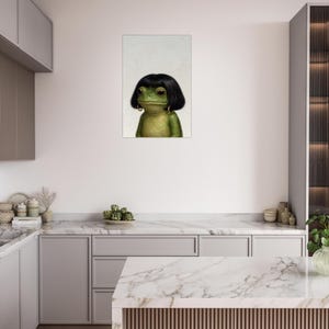 Funny Frog Girl Poster, Vintage Oil Painting Style Frog Art Print, Whimsical Frog Wall Art, Quirky Animal Decor Gift image 12