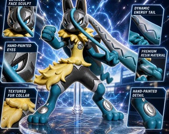 Mega Lucario Z 1/20 Scale Resin Statue - Hand Painted Pokemon GK Figure, Anime Collectible Gift