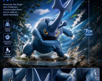 Heracross Pokemon Action Figure | Handmade GK Resin Statue | Hand Painted Collectible | Anime Manga Gift | Limited Edition Model