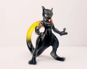 シャドウミュウツー 3Dプリント クリアレジンフィギュア - 手描きカスタムアートコレクタブルミニチュアスタチュー