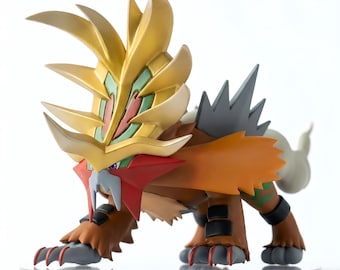 Figurka Pokemona „Gouging Fire”, ręcznie malowana figurka z żywicy premium, fanowski model Paradox Entei, dekoracja biurka gracza, prezent Pokemon Scarlet Violet