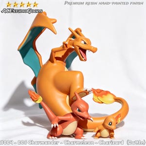 Charizard Evolution Set - Hand Painted Pokemon Figures, Charmander to Charizard | Unique Collector’s Set, Must-Have for Pokemon Fans