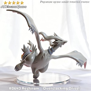 Reshiram komplett form handgjord Pokémonfigur | Handmålad samlarstaty | Anime-present till honom | Limited Edition Evolution-figur