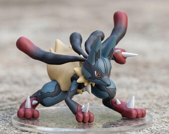 メガ・ルカリオ、ポケモン樹脂製フィギュア、手塗り、1/20スケール、オーラポケモン、ゲーマーデスク装飾、コレクターズアイテム、ギフト