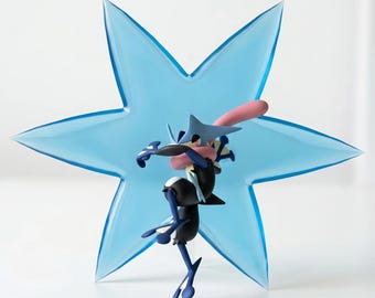 MEGA Greninja Żywiczna Figurka - Malowana Ręcznie, Błyszcząca, Niestandardowa Figurka | Kolekcjonerska Rzeźba Artystyczna Pokemon | Ręcznie Robiona Figurka w Edycji Limitowanej