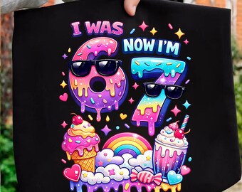 I Was 6 Now I'm 7 Birthday Ice cream Drip PNG, Funny 7th Birthday Gift for Boy Girl, Viral 67 Meme PNG, Seventh Birthday Kids PNG