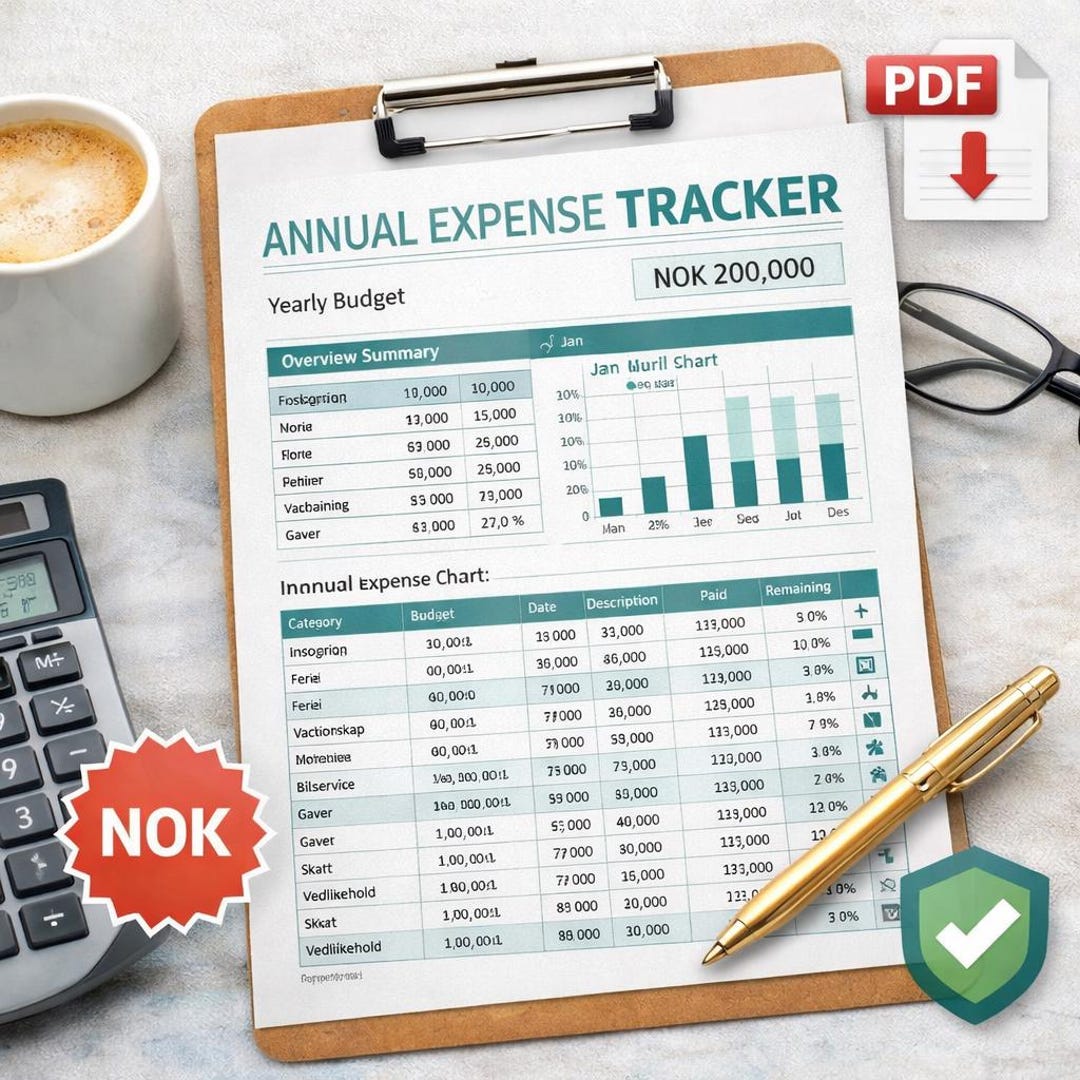 Annual Expense Tracker Printable | Yearly Budget Planner (PDF Download ...
