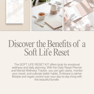 Zestaw Soft Life Reset, Planer dnia, Dziennik dbania o siebie, Monitor zdrowia psychicznego (do pobrania w formacie PDF)