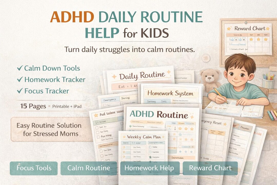 Adhd Routine Tools ADHD Daily Routine System for Kids | Calm Down, Homework, Focus Tools ...