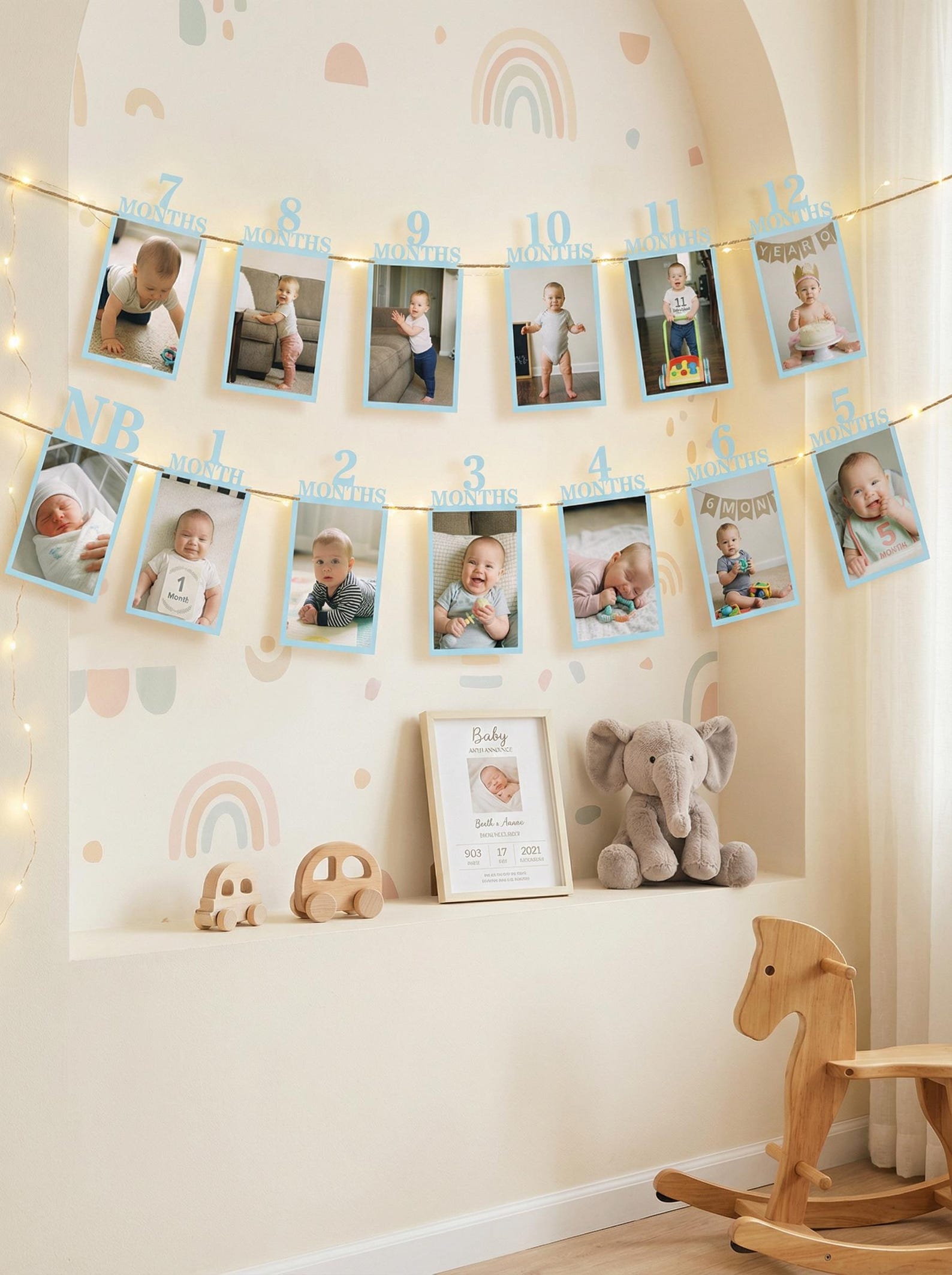 First Birthday Photo Banner 1st Birthday Baby Photo Banner Bunting ...