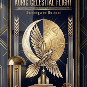 Mystical Phoenix Print | Art Deco Home Decor | Gold Foil Effect Poster | Celestial Bird Illustration | Living Room Wall Art | Printable