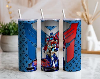 Sci-Fi Hero Robot Tumbler Wrap | Metallic Mech PNG (Digital Download)