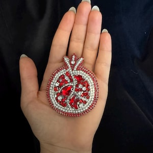 Handmade Brooch Luxury Statement Pin with Ruby Red Crystals